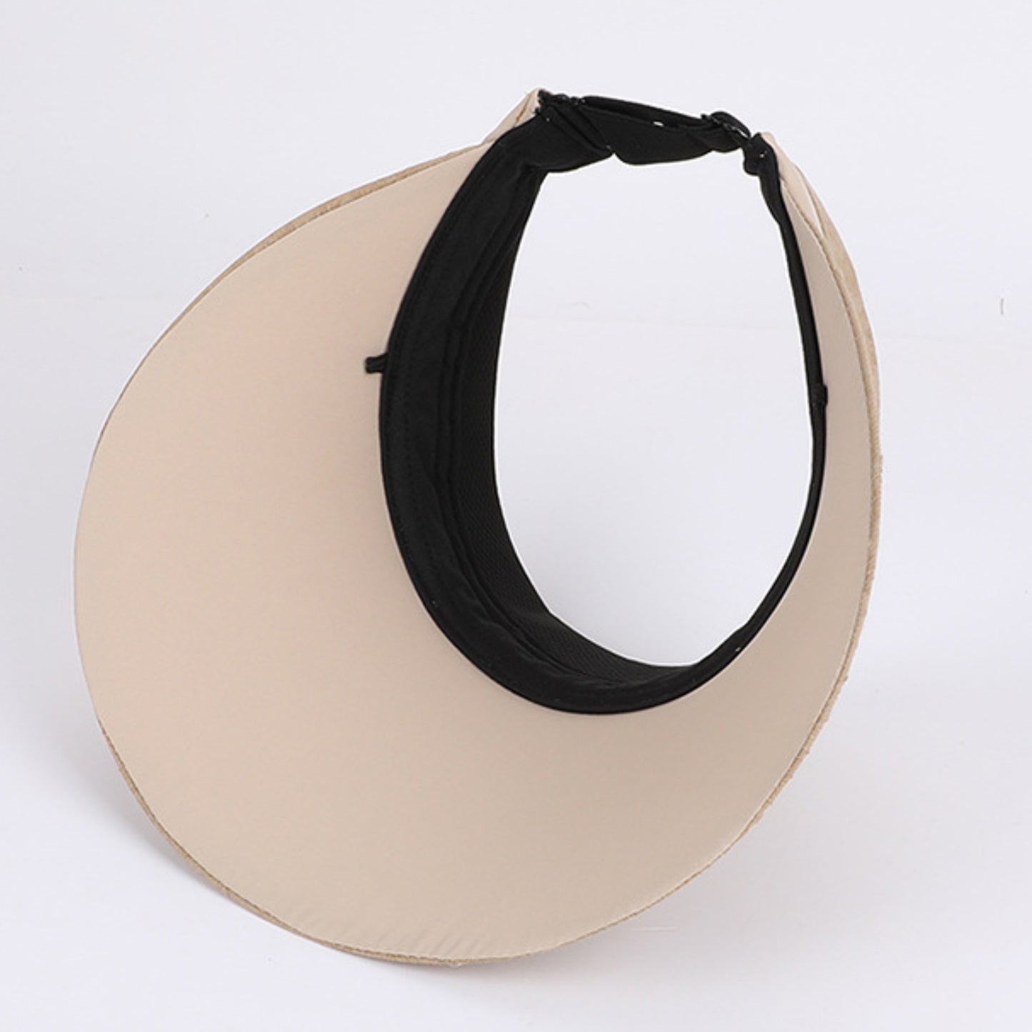 Women Wide Brim Visor Hat Pleated Design Adjustable Back Strap Sun Visor with Bow Detail