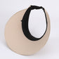 Women Wide Brim Visor Hat Pleated Design Adjustable Back Strap Sun Visor with Bow Detail