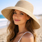 Women Wide Brim Bucket Hat Lightweight Woven Sun Hat Classic Solid Casual Hat