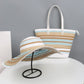 Women Wide Brim Sun Hat Striped Woven Design Lightweight Summer Hat Classic Floppy Style