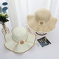 Women Wide Brim Sun Hat with Floral Accent Adjustable Fit Elegant Summer Beach Hat