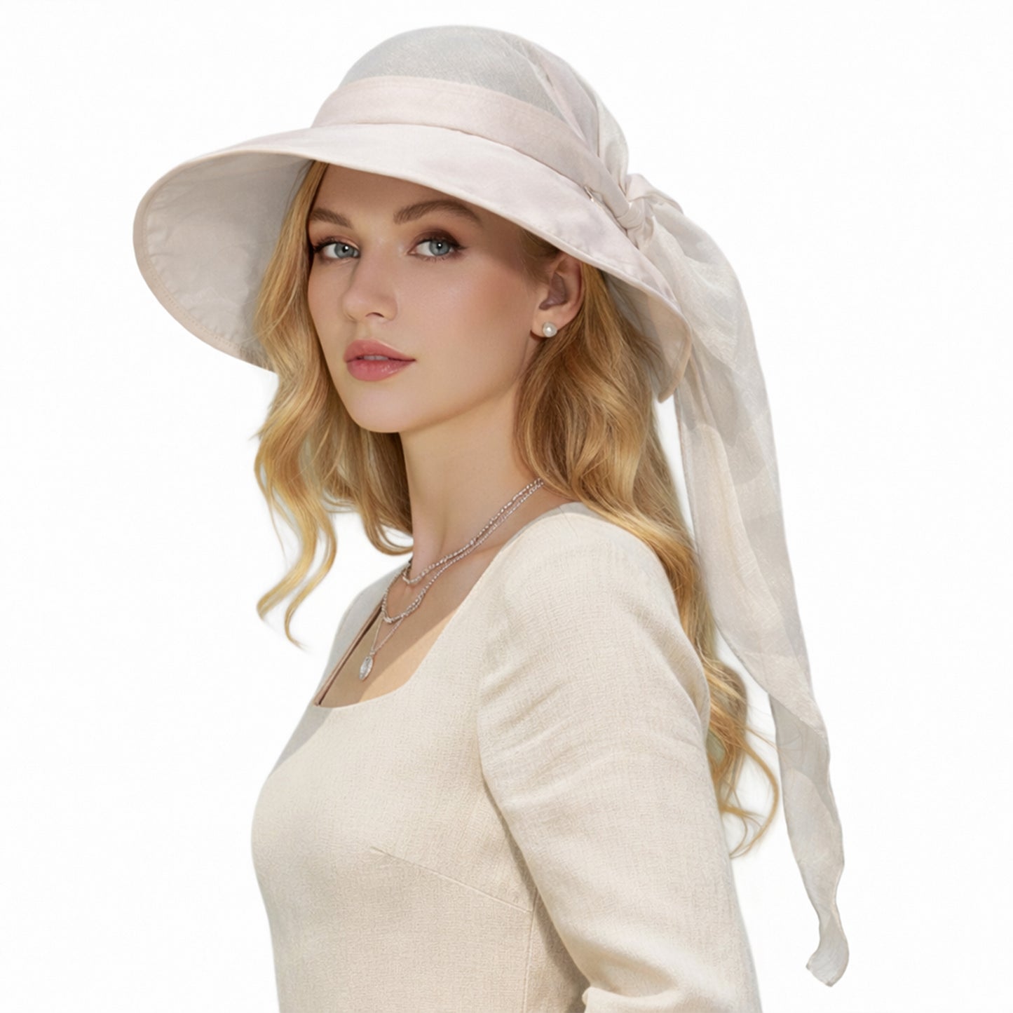 Wide Brim Sun Hat with Neck Flap Convertible Headband UV Protection Summer Hat