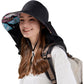 Wide Brim Sun Hat with Ponytail Opening Neck Flap Bow Detail UV Protection Summer Hat