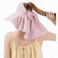 Wide Brim Sun Hat with Ponytail Opening Neck Flap Bow Detail UV Protection Summer Hat