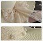 Straw Wide Brim Sun Hat with Lace Bow Detail Elegant Summer Beach Hat