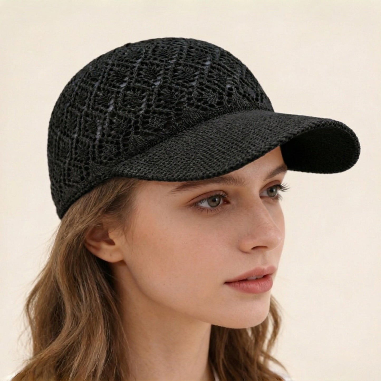 Breathable Crochet Baseball Cap, Adjustable Summer Lightweight Mesh Dad Hat