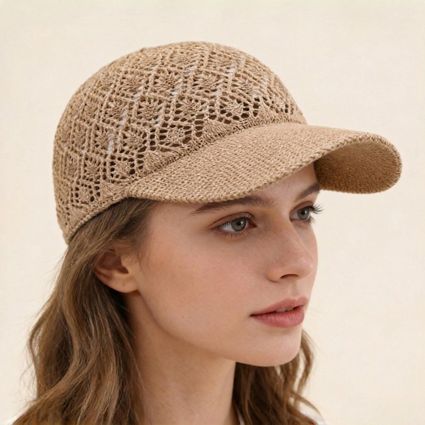 Breathable Crochet Baseball Cap, Adjustable Summer Lightweight Mesh Dad Hat