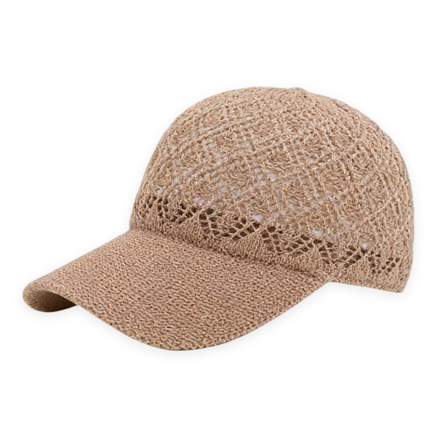 Breathable Crochet Baseball Cap, Adjustable Summer Lightweight Mesh Dad Hat