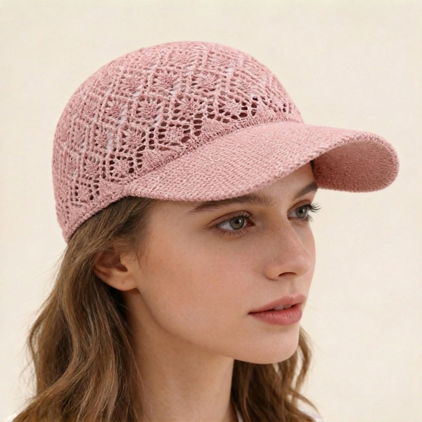 Breathable Crochet Baseball Cap, Adjustable Summer Lightweight Mesh Dad Hat
