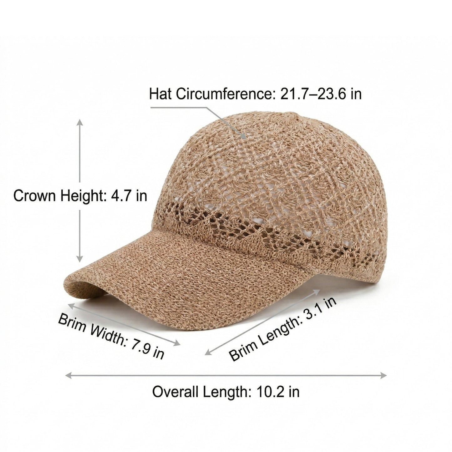Breathable Crochet Baseball Cap, Adjustable Summer Lightweight Mesh Dad Hat