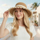 Wide Brim Straw Sun Hat Lace Trim Breathable Floppy Beach Vacation Hat