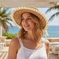Wide Brim Straw Sun Hat Lace Trim Breathable Floppy Beach Vacation Hat