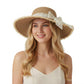 Wide Brim Straw Sun Hat with Lace Tie Breathable Summer Beach Floppy Hat