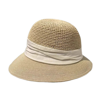 Straw Sun Hat Asymmetric Brim Breathable Lightweight Foldable Summer Hat