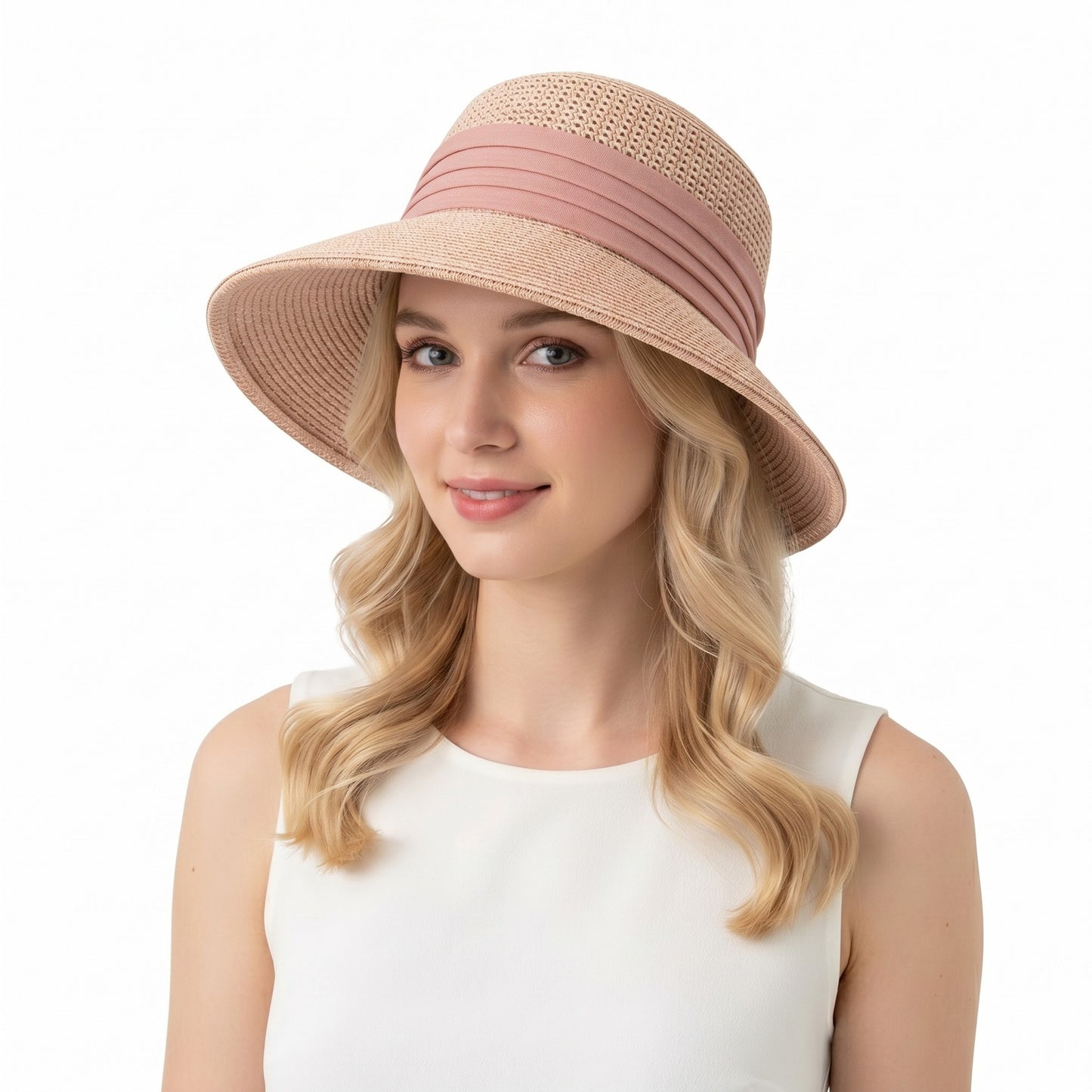 Straw Sun Hat Asymmetric Brim Breathable Lightweight Foldable Summer Hat