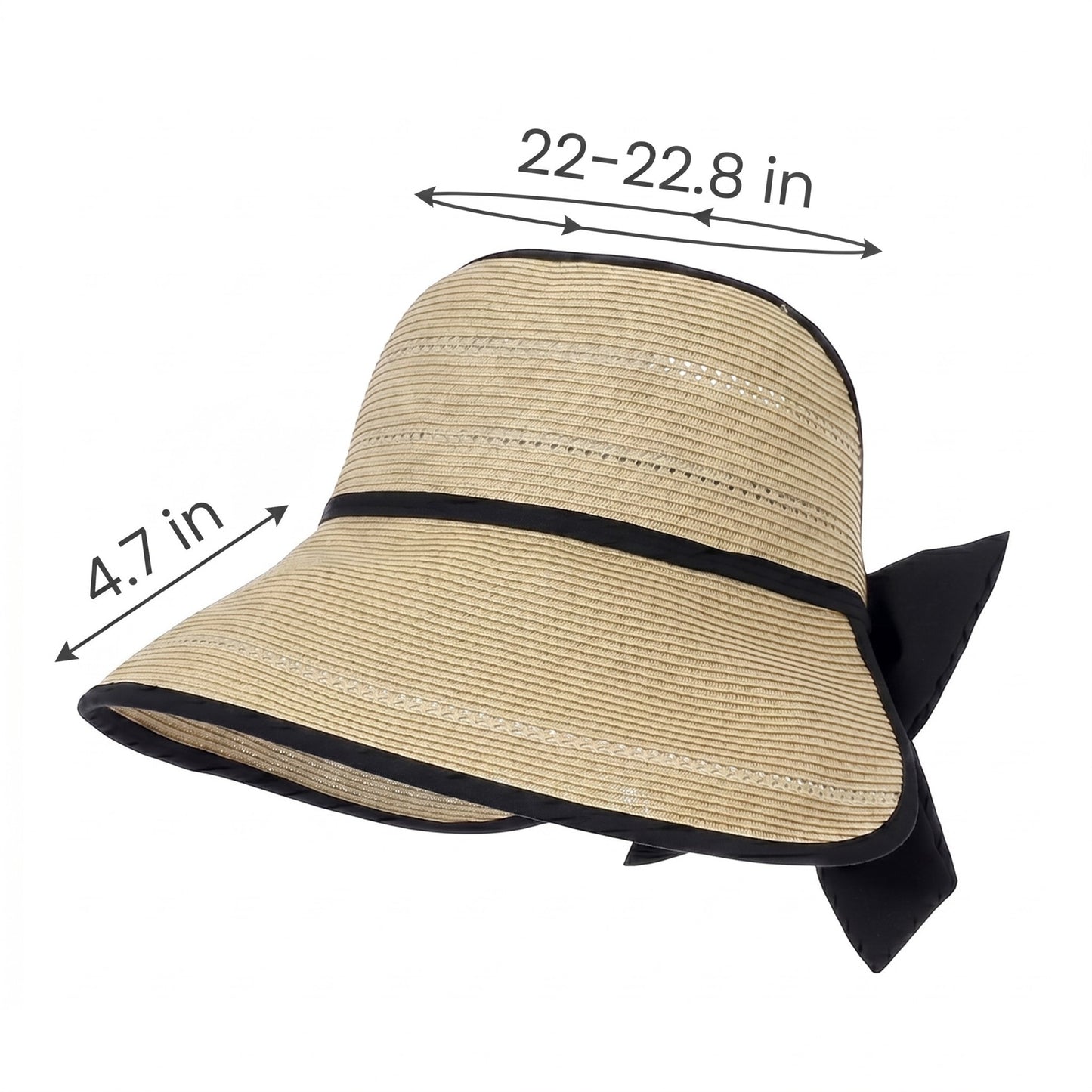 Wide Brim Straw Visor Hat Breathable Foldable Summer Sun Hat Beach Vacation Hat
