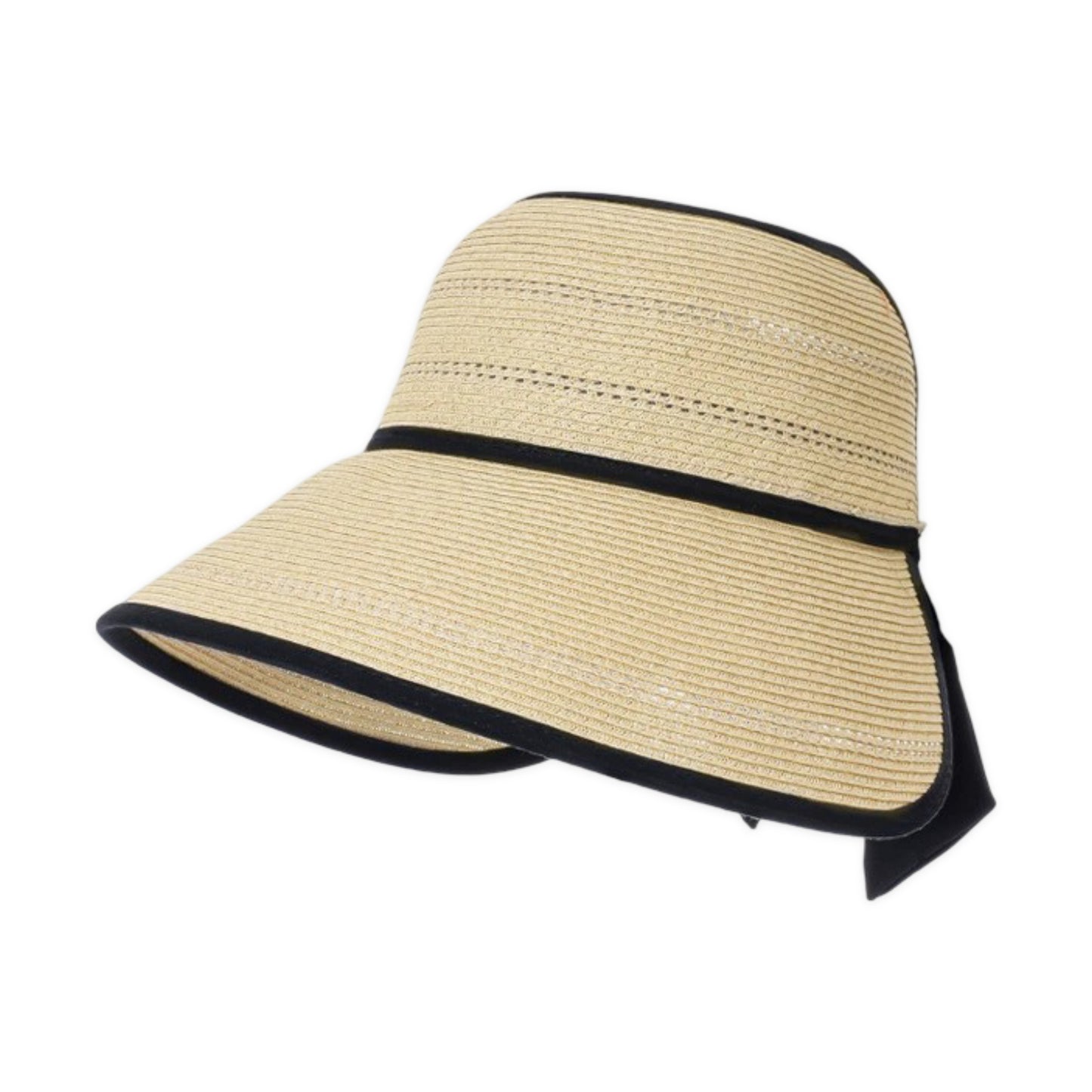 Wide Brim Straw Visor Hat Breathable Foldable Summer Sun Hat Beach Vacation Hat