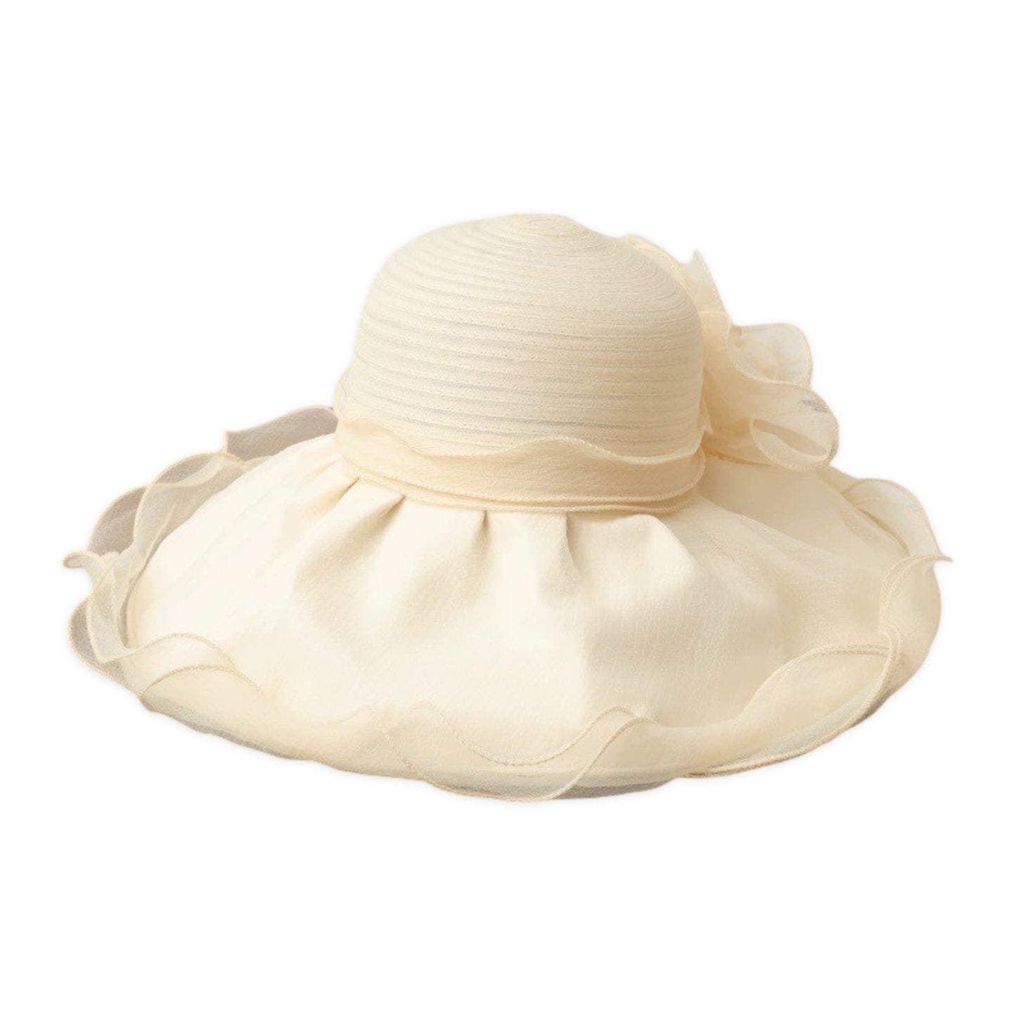 Wide Brim Straw Sun Hat Mesh Trim Elegant Summer Beach Vacation Hat