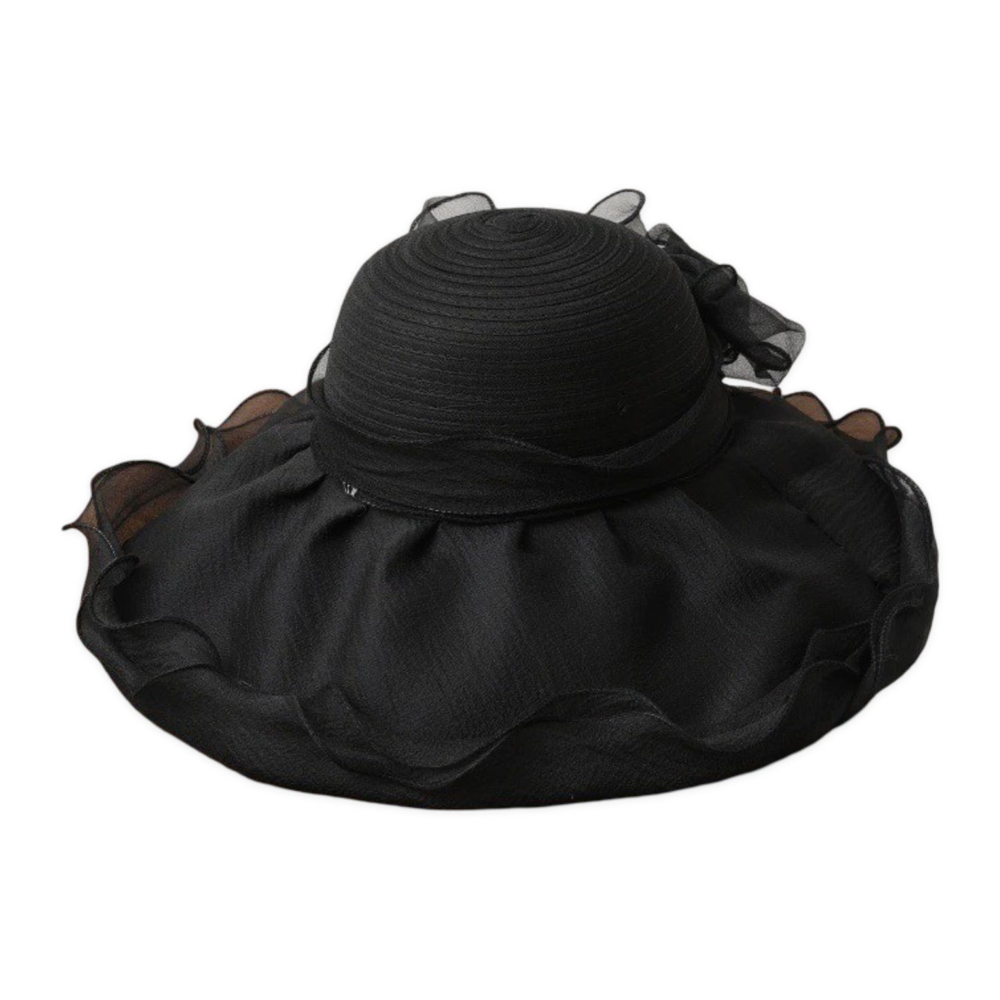 Wide Brim Straw Sun Hat Mesh Trim Elegant Summer Beach Vacation Hat