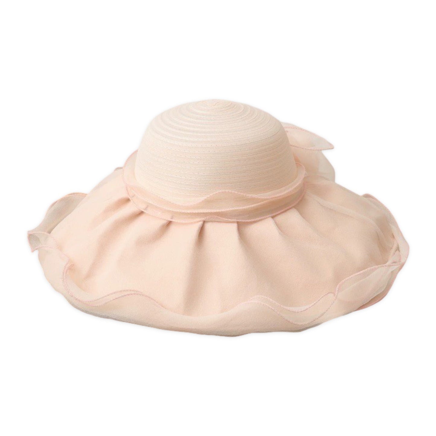 Wide Brim Straw Sun Hat Mesh Trim Elegant Summer Beach Vacation Hat