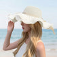 Wide Brim Straw Sun Hat Mesh Trim Elegant Summer Beach Vacation Hat
