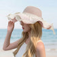 Wide Brim Straw Sun Hat Mesh Trim Elegant Summer Beach Vacation Hat
