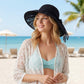 Wide Brim Straw Sun Hat Lace Bow Breathable Summer Beach Vacation Hat