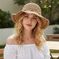 Wide Brim Straw Sun Hat Beaded Trim Handmade Crochet Beach Vacation Hat