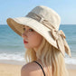 Wide Brim Sun Hat with Bow Lightweight Foldable Beach Vacation Hat