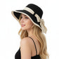 Wide Brim Sun Hat with Bow Lightweight Foldable Beach Vacation Hat