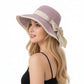 Wide Brim Sun Hat with Bow Lightweight Foldable Beach Vacation Hat