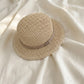 Flat Top Straw Boater Hat Wide Brim Summer Beach Vacation Sun Hat