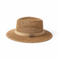 Flat Top Straw Boater Hat Wide Brim Summer Beach Vacation Sun Hat