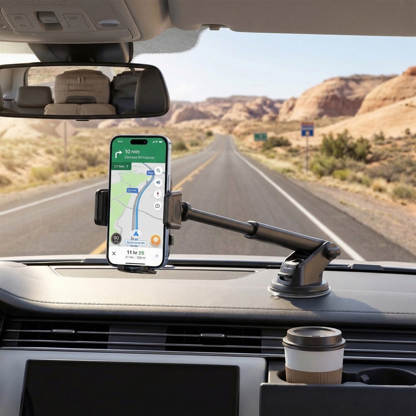 Car Phone Mount Holder Suction Cup Adjustable Long Arm Dashboard Windshield