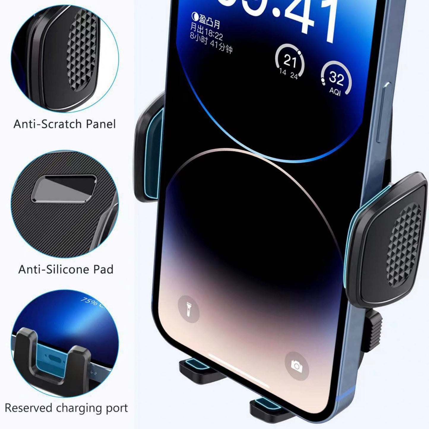 Car Phone Mount Air Vent Holder Adjustable Universal Smartphone Holder Secure Grip Navigation Mount