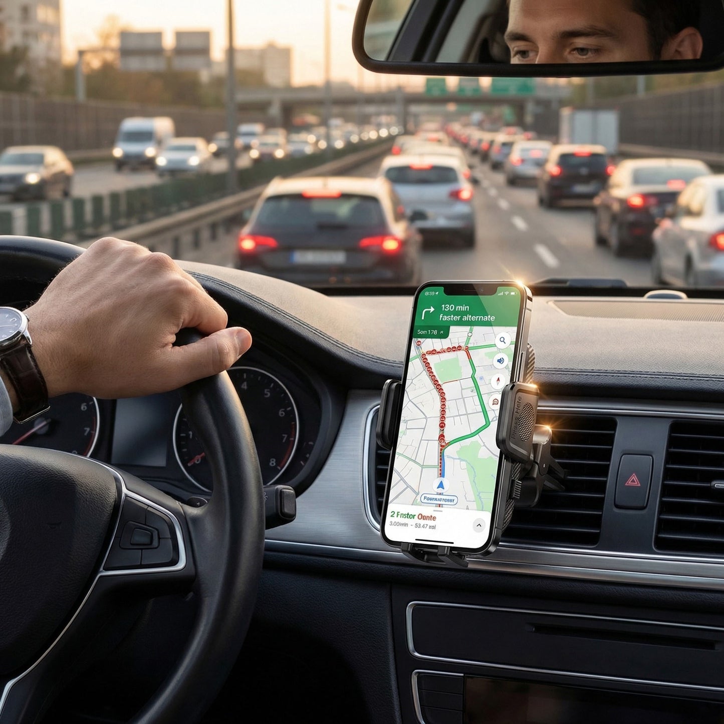 Car Phone Mount Holder Suction Cup and Air Vent Mount Adjustable Universal Smartphone Holder