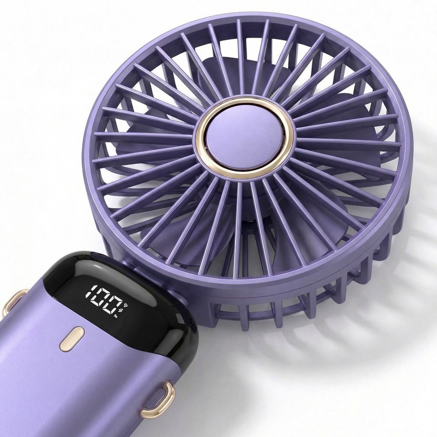 USB Rechargeable Mini Handheld Fan Portable Foldable Desk Fan with Digital Display Cooling Fan