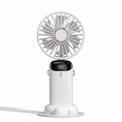USB Rechargeable Mini Handheld Fan Portable Foldable Desk Fan with Digital Display Cooling Fan