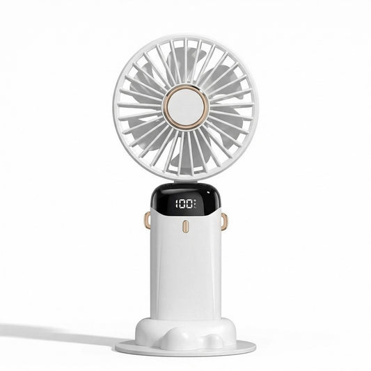 USB Rechargeable Mini Handheld Fan Portable Foldable Desk Fan with Digital Display Cooling Fan