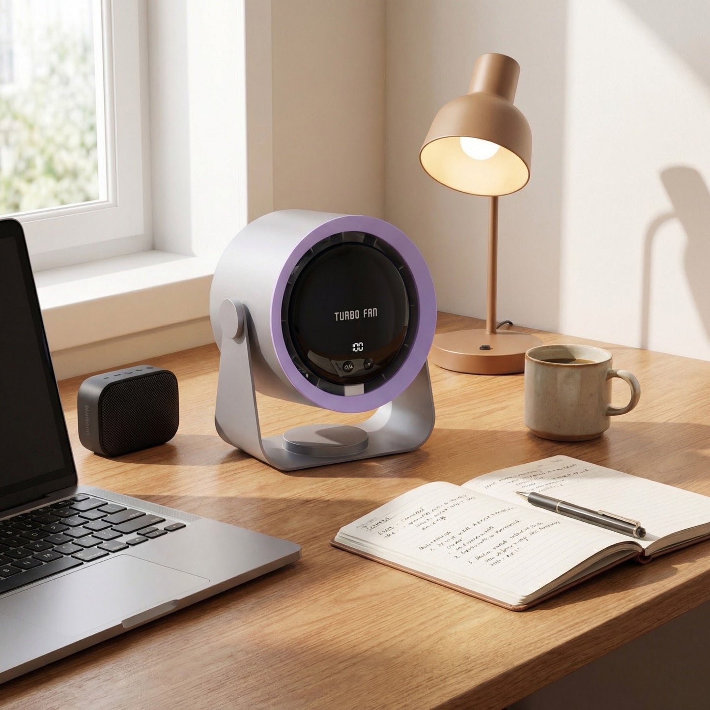 USB Rechargeable Turbo Desk Fan Quiet Circulating Fan with LED Display Wall Mount Portable Fan