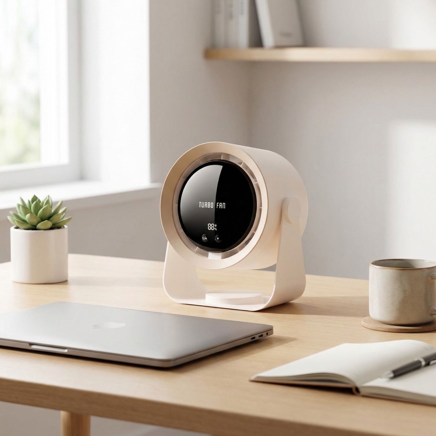 USB Rechargeable Turbo Desk Fan Quiet Circulating Fan with LED Display Wall Mount Portable Fan