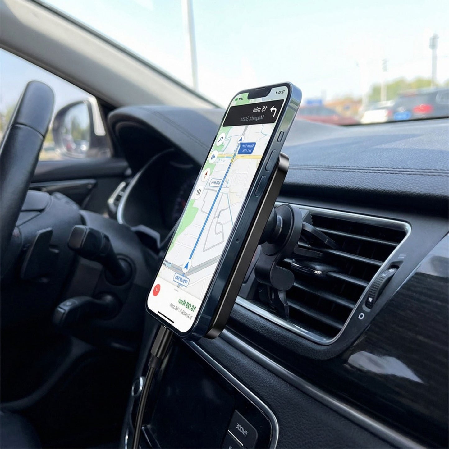 Car Wireless Charger Mount 15W Fast Charging Aluminum Magnetic Phone Holder Air Vent Mount