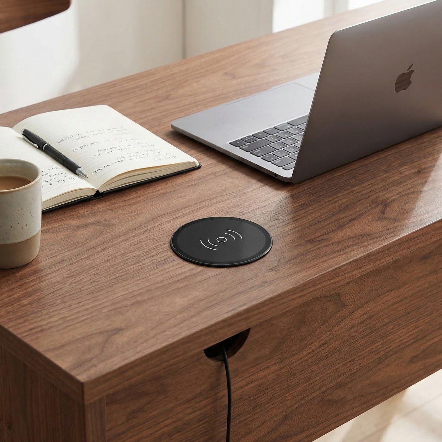 Embedded Wireless Charging Panel 15W Fast Charger Aluminum Alloy Built-In Desktop with Type-C Input