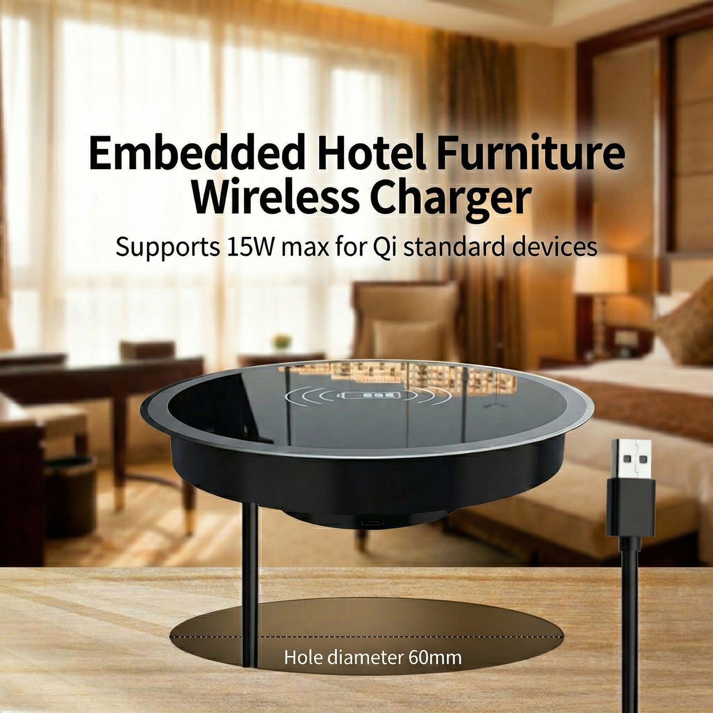 Wireless Charging Pad with USB Cable Fast Charging Compatible with Qi Enabled Devices