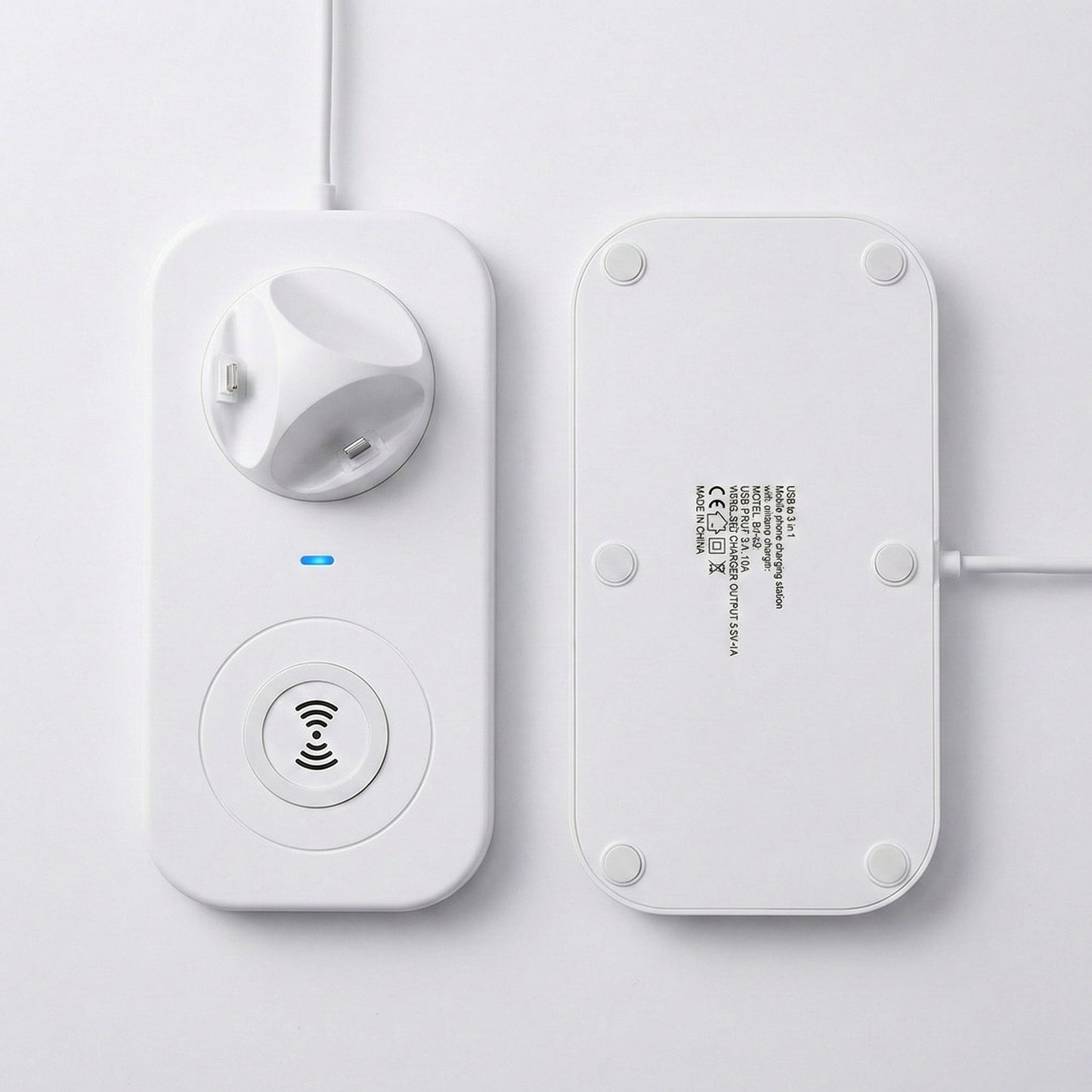 3-in-1 Wireless Charging Station with USB Cable Compatible with Qi Enabled Devices