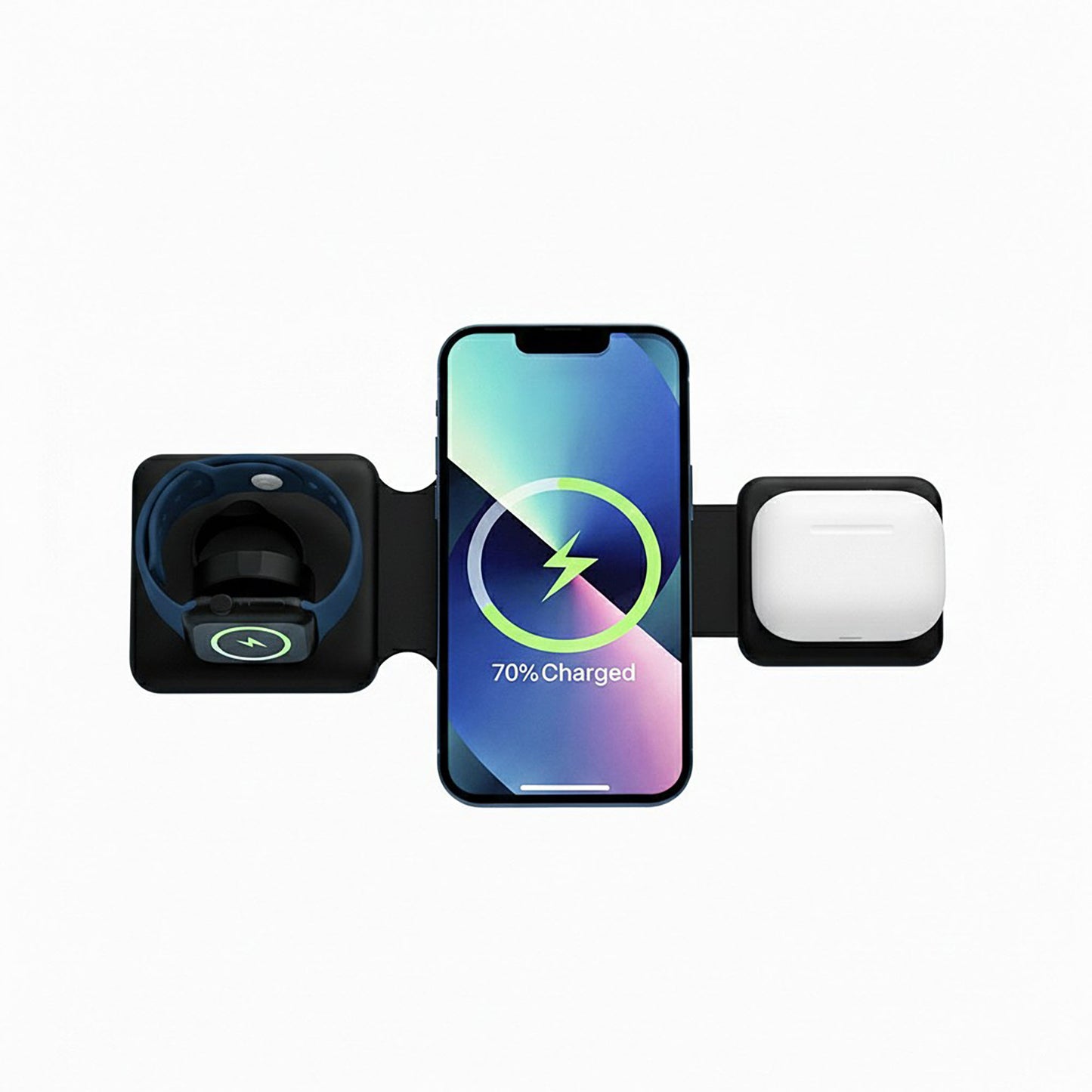 Foldable 3-in-1 Wireless Charging Station Compatible with Qi Enabled Devices