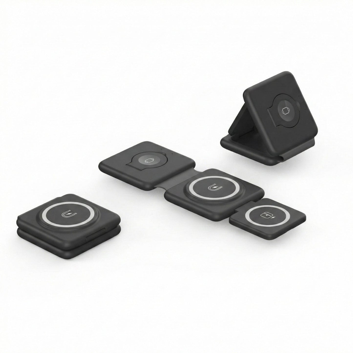 Foldable 3-in-1 Wireless Charging Station Compatible with Qi Enabled Devices