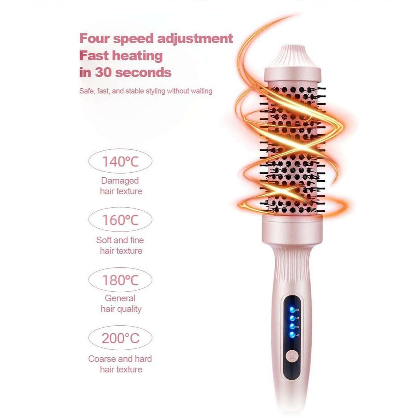 Heated Round Brush Hair Dryer Styler with Multiple Heat Settings and Ceramic Barrel