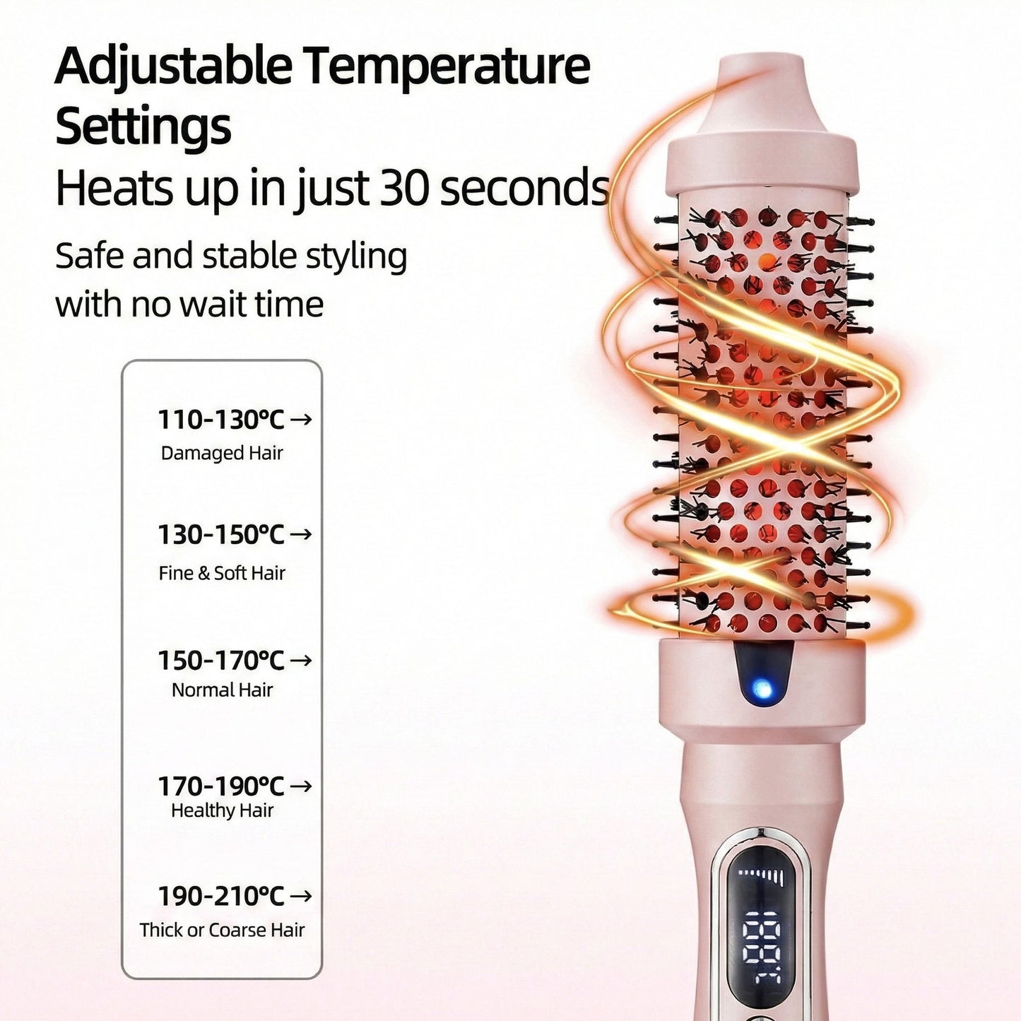 Heated Round Brush Hair Styler Set with Digital Display, Comb, Clips and Heat Gloves