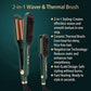 2-in-1 Hair Straightener and Curling Brush with Adjustable Heat and Ceramic Plates